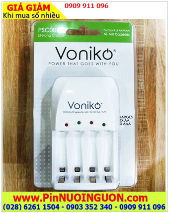 Voniko PSC001 _Máy sạc Pin AA, AAA Voniko PSC001 (sạc được 2-4 pin AA,AAA) |Bảo hành 6 tháng